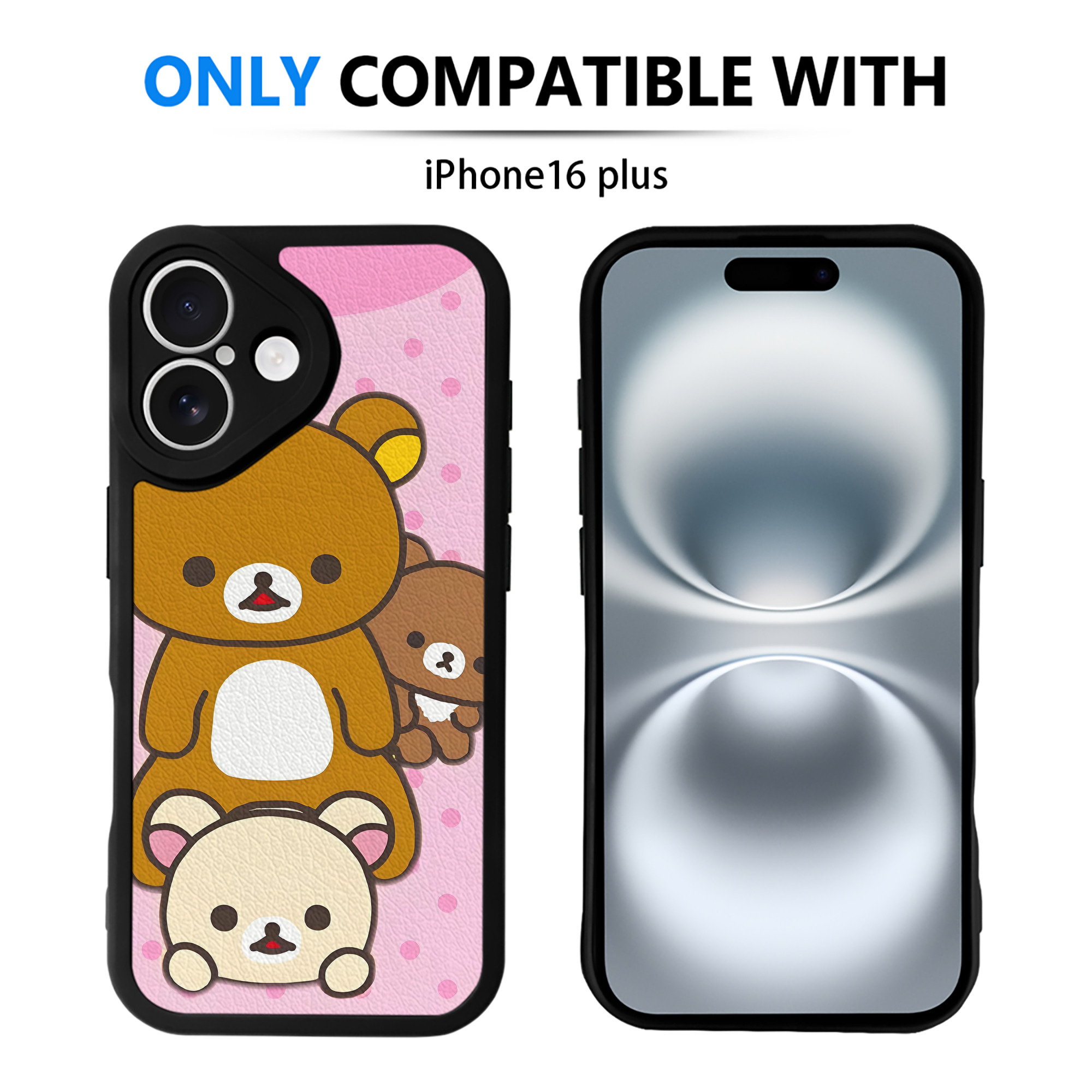 （画像用） リラックマ リラックマ キイロイトリ Rilakkuma Korilakkuma Kiiroitori 【iPhone 16シリーズ対応】シリコンスマホケース（レザー調） 材質：シリコン